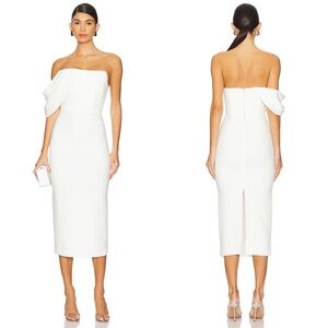 NWT Alex Perry Draped Corset Midi Dress White
